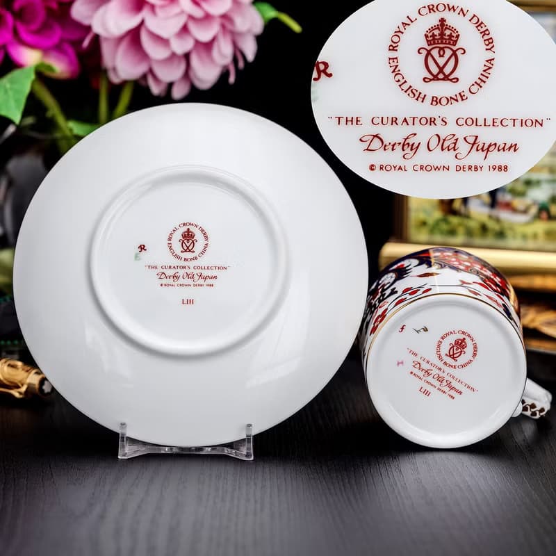 英國製Royal Crown Derby 1988伊萬里古韻 骨瓷咖啡杯盤組
