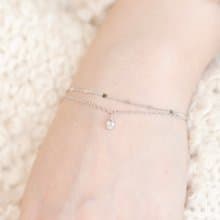 白水晶925純銀水滴寶石雙層手鍊