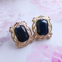Vintage Jewelry 西洋古董飾品 金絲簍空框 復古 典雅 針式耳環