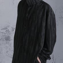 復古中性 黑色高領長袖襯衫