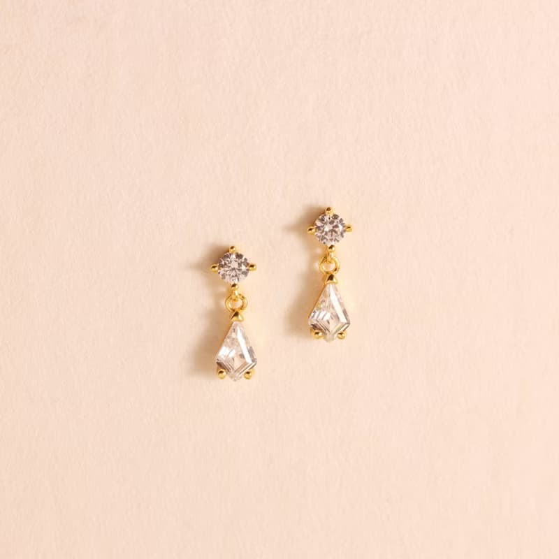 s925銀幾何菱形水滴鑽耳釘耳飾品 精緻小巧日常通勤風耳飾 媽媽禮