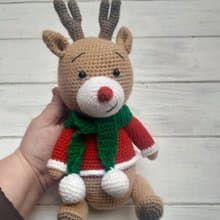 Hand Crochet Funny Christmmas Deer Stuffed Toys Animals Knit Amigurumi Gift