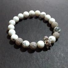 (天然石水晶手鍊)騎士-白松石x鋯石x黃銅手鍊