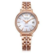 經典日曆金屬石英女士手錶