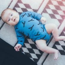 Moi Kids 冰島有機棉童裝包屁衣新生兒至18M藍色