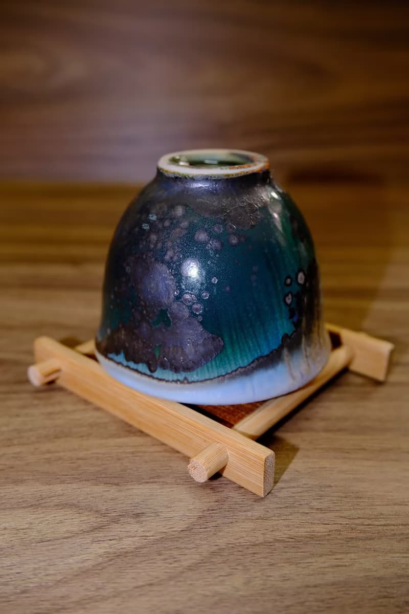柴燒茶杯 - 落灰墨竹綠結晶杯