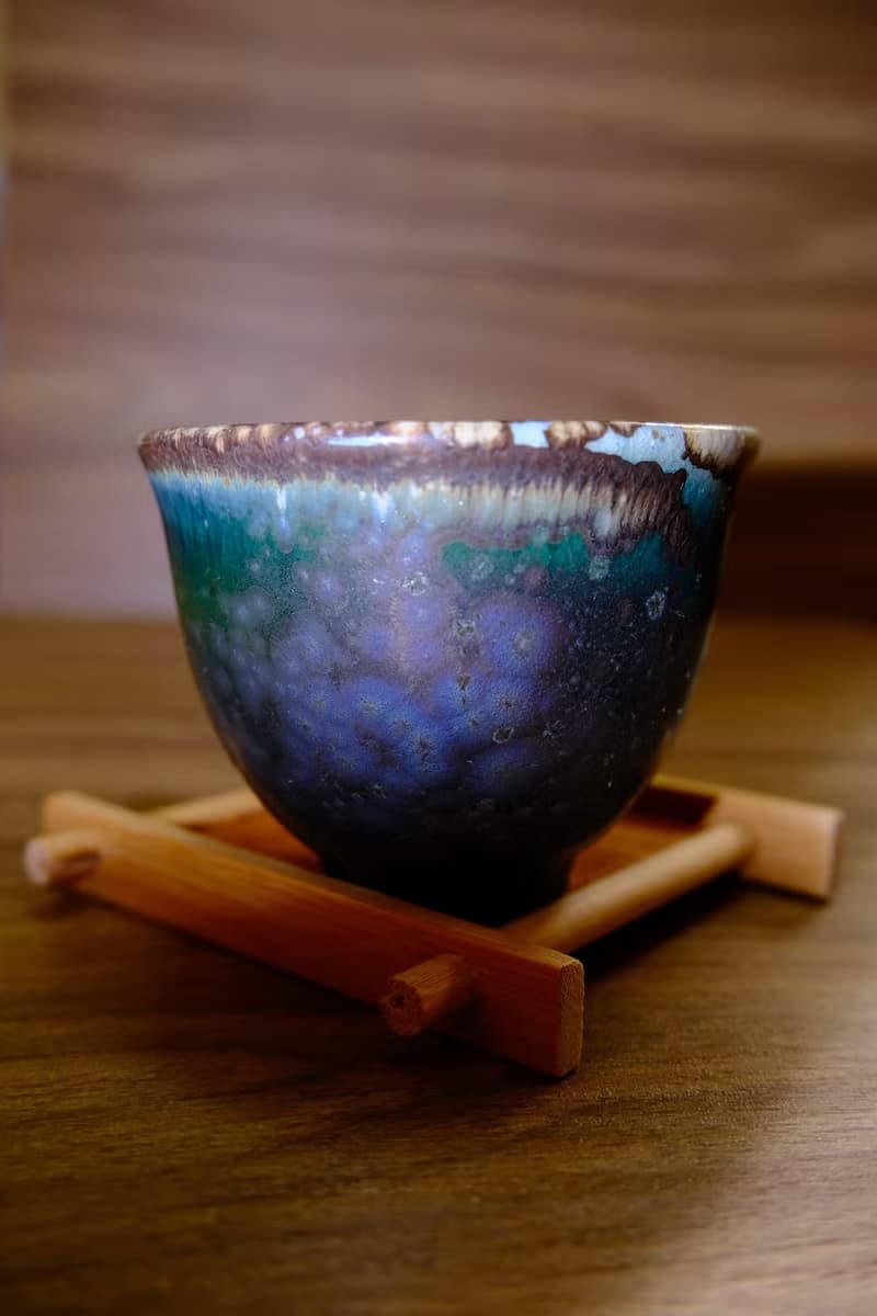 柴燒茶杯 - 落灰墨竹綠結晶杯