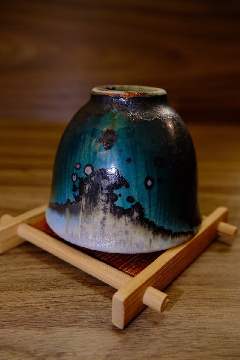 柴燒茶杯 - 落灰墨竹綠結晶杯