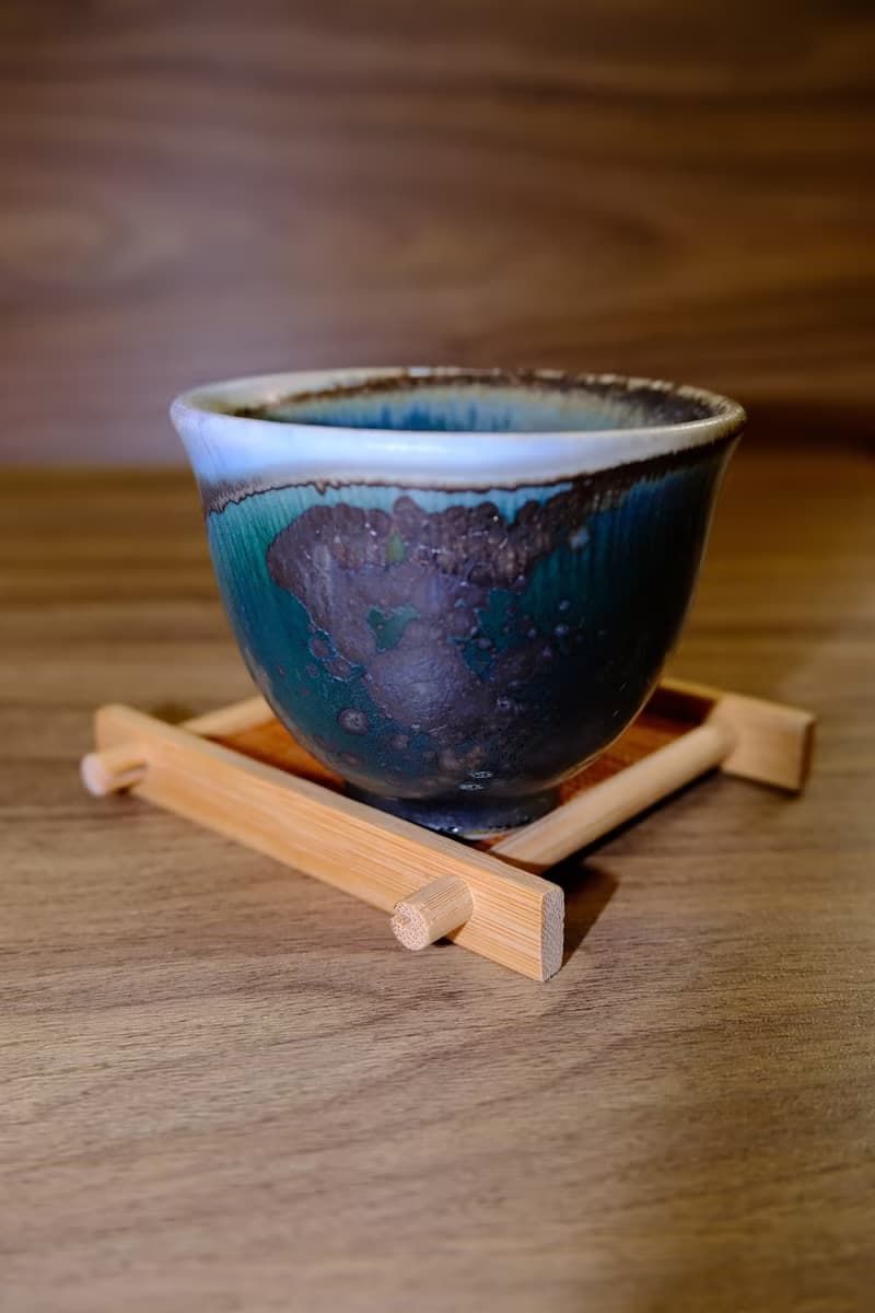 柴燒茶杯 - 落灰墨竹綠結晶杯
