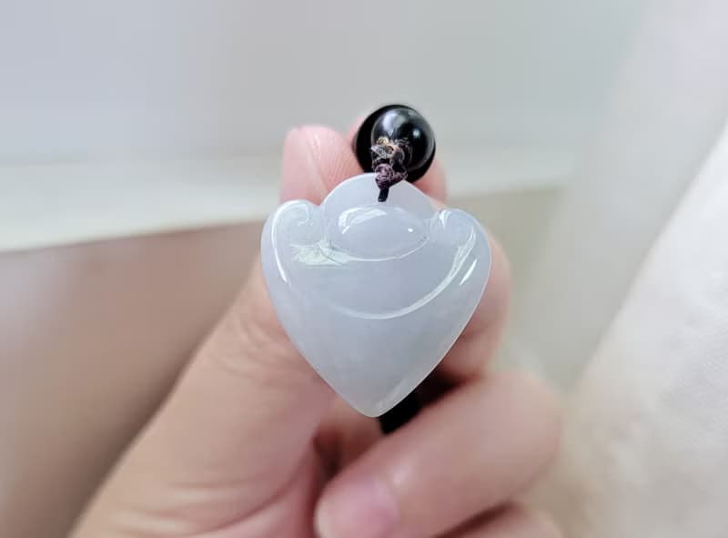 親翠 天然翡翠 冰睛底桃心鎖秀氣優雅項鍊