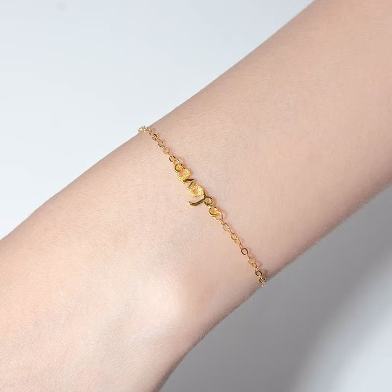 藏寶箱金飾 9999黃金純金 愛 LOVE 傳情 字母 手鍊 手環