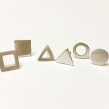 幾何學 純銀耳環 [三角.圓.正方] (亮面 or 霧面質感) 手作/ 聖誕節/ 母親節/ 情人節 / 禮物 / 紀念日