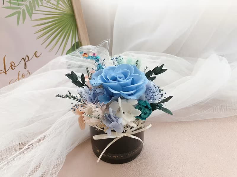 永生花 永生玫瑰花 乾燥花 開幕盆花 紀念日禮物 大理石紋 祝賀花