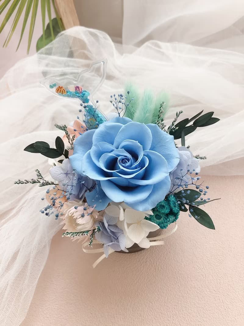 永生花 永生玫瑰花 乾燥花 開幕盆花 紀念日禮物 大理石紋 祝賀花