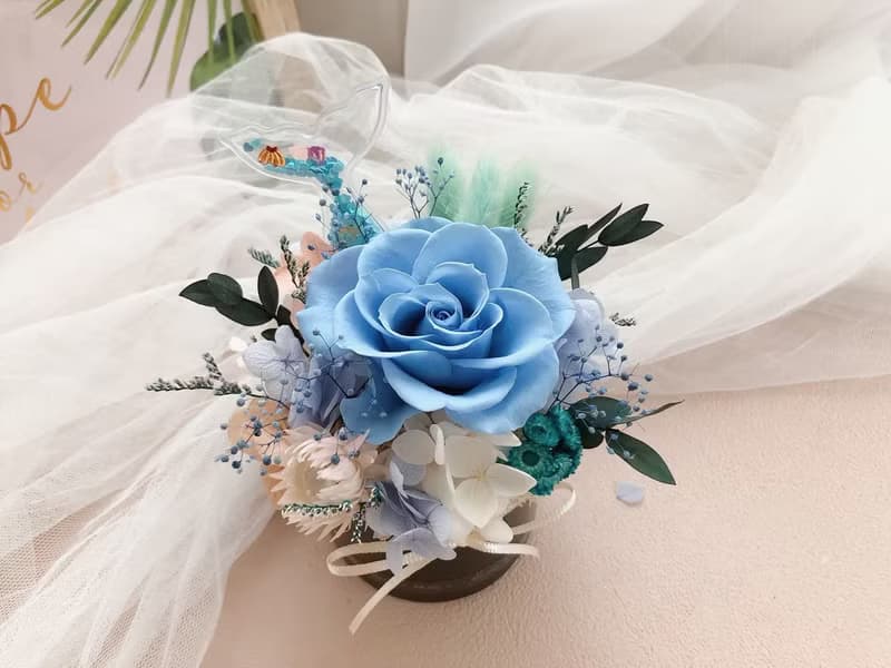 永生花 永生玫瑰花 乾燥花 開幕盆花 紀念日禮物 大理石紋 祝賀花