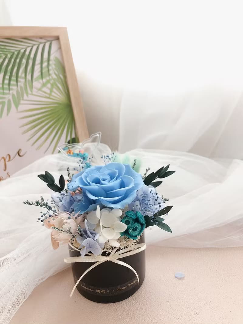 永生花 永生玫瑰花 乾燥花 開幕盆花 紀念日禮物 大理石紋 祝賀花