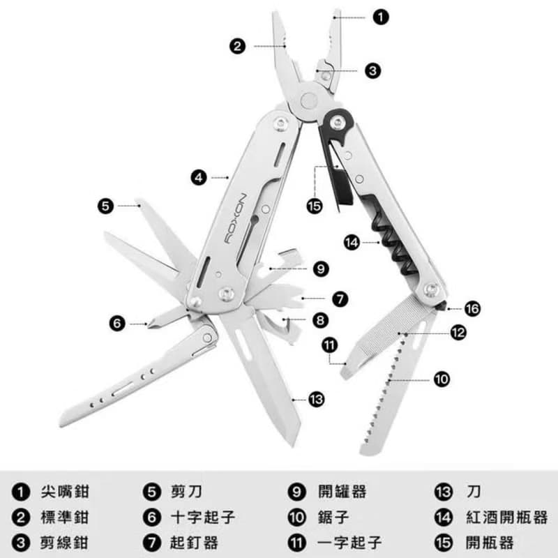 【16合1多功能鉗子】實用戶外工具EDC 露營登山 野外求生 破窗器