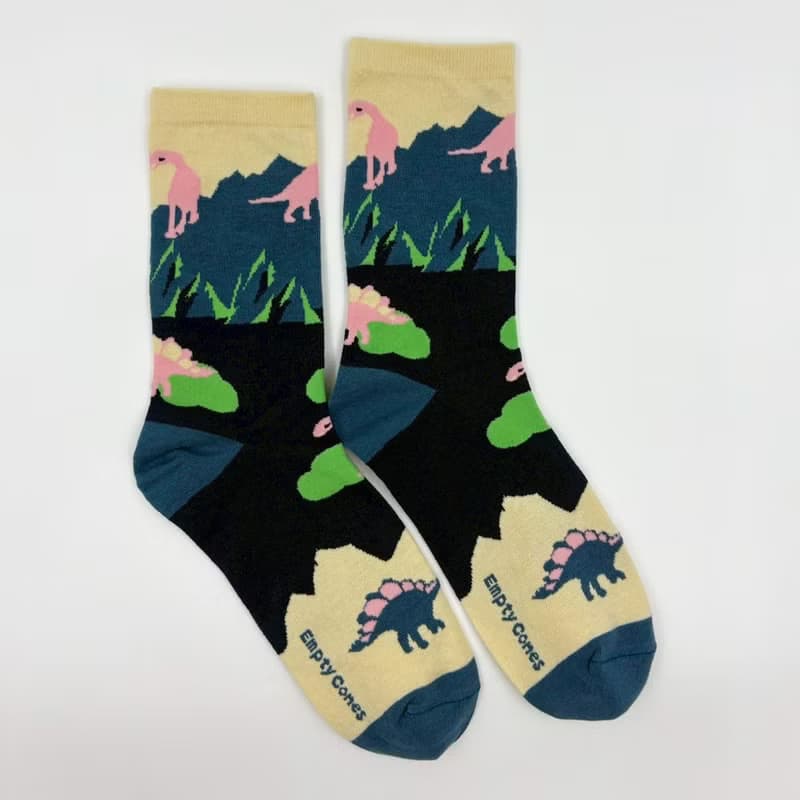 冰山恐龍 Iceland Dinosaur_ 米藍中筒襪 休閒襪