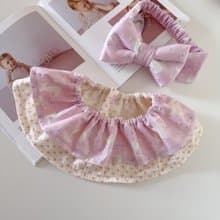 粉紅許願星月兔兔 荷葉圍兜寶寶髮帶 嬰兒禮物新生兒滿月禮