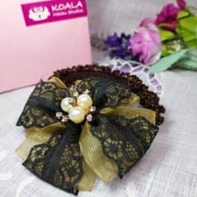 優雅系列手工飾品復古風蕾絲綠色輕紗髮圈