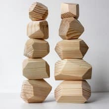 Tumi Ishi - natural wood Rocks stacking toy, montessori building blocks set