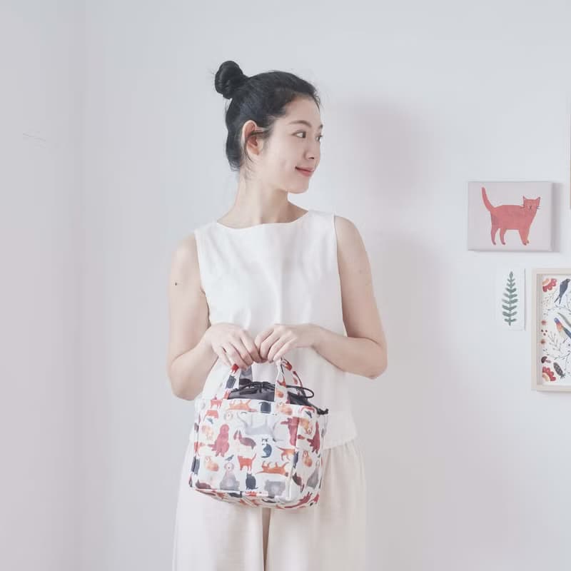 束口便當袋/藝術家聯名/印花樂 x Soupy Tang/寵物派對