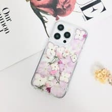 天然粉白押花手機殼適用於iPhone 16 e Samsung S25 Ultra