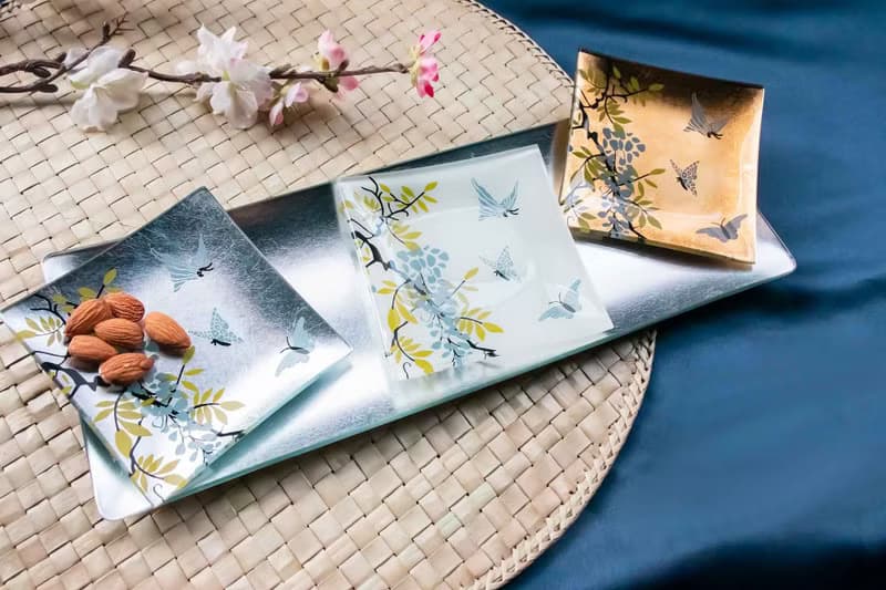 銀行VIP 指定禮【蝴蝶莊園-4件組】點心盤│金箔盤│日系