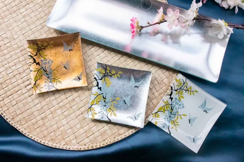 銀行VIP 指定禮【蝴蝶莊園-4件組】點心盤│金箔盤│日系