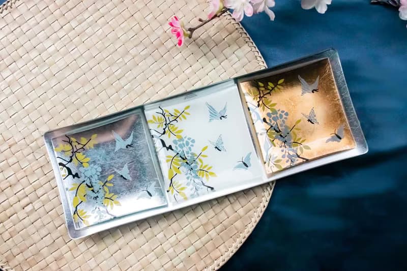 銀行VIP 指定禮【蝴蝶莊園-4件組】點心盤│金箔盤│日系