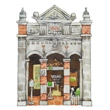 台灣街屋-大溪老街-巴洛克建築-書店-藝術微噴懷舊海報