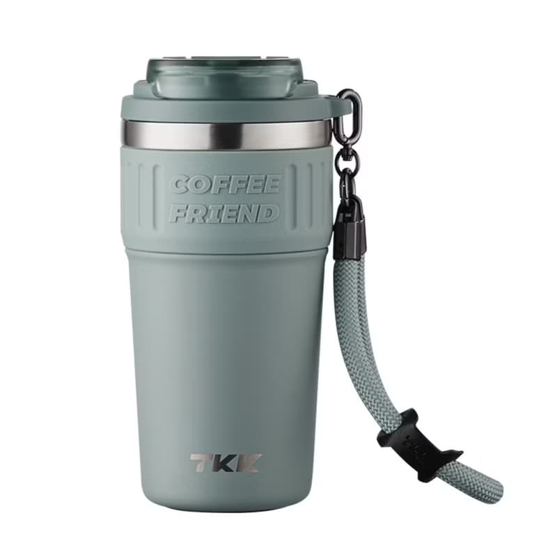 【TKK】洛奇系列 316不鏽鋼x陶瓷噴塗 保溫咖啡杯630ML-灰墨藍