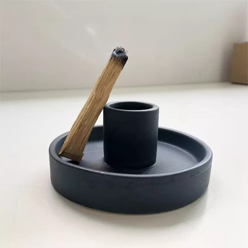 diseno Living 秘魯聖木陶瓷台座 | 北歐蠟燭台 - 藍色