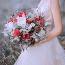 歐式乾燥花手綁捧花【嫣紅柔綠】新娘捧花/婚紗外拍/婚禮捧花