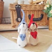 Set 2 Miniature gray mouse toys with hearts lovely gift for best friend family