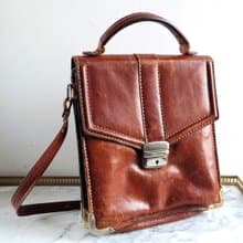 法國復古啡色小牛皮袋