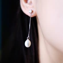 【簡約優雅】天然淡水珍珠 全925純銀鋯石長/短款耳環 耳釘/耳夾