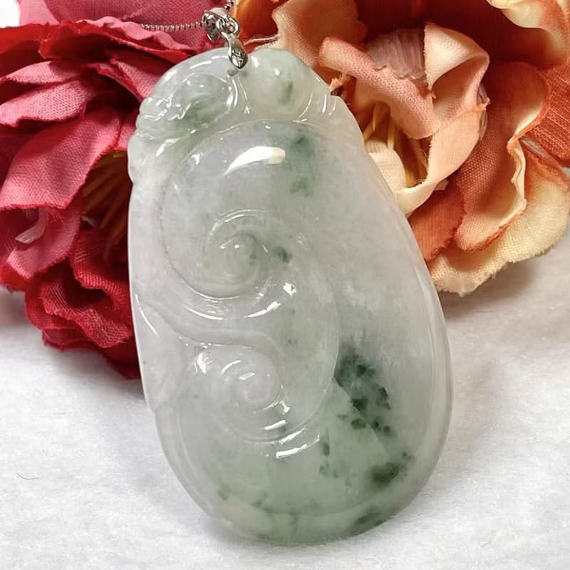 多寶晶石/天然翡翠A貨大如意/飄花翡翠/翡/福壽如意/福貝/飄綠花