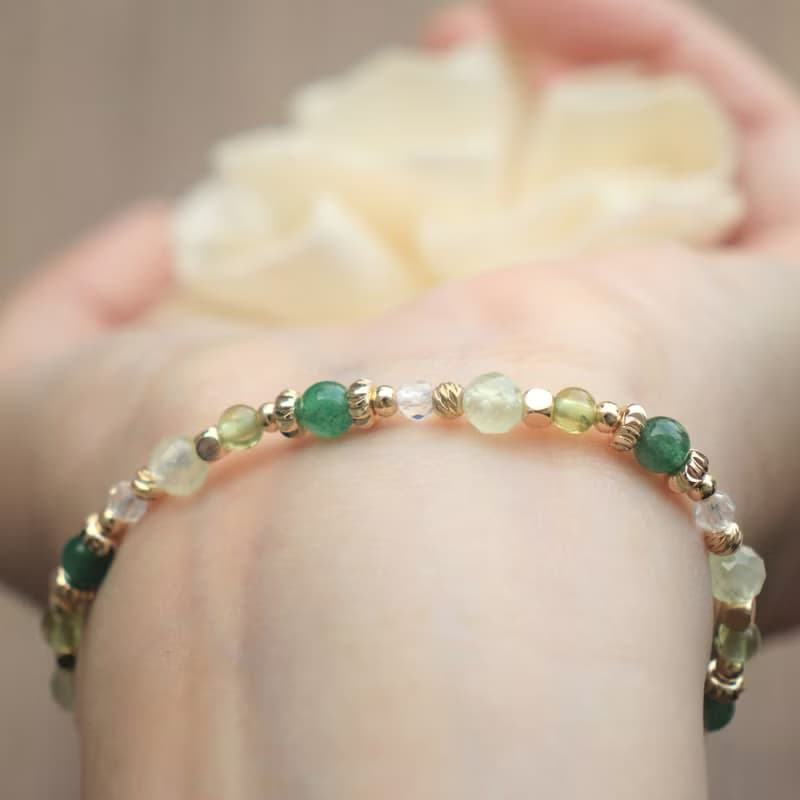 東菱玉-葡萄石-白水晶-橄欖石-招財-開運-水晶手鍊