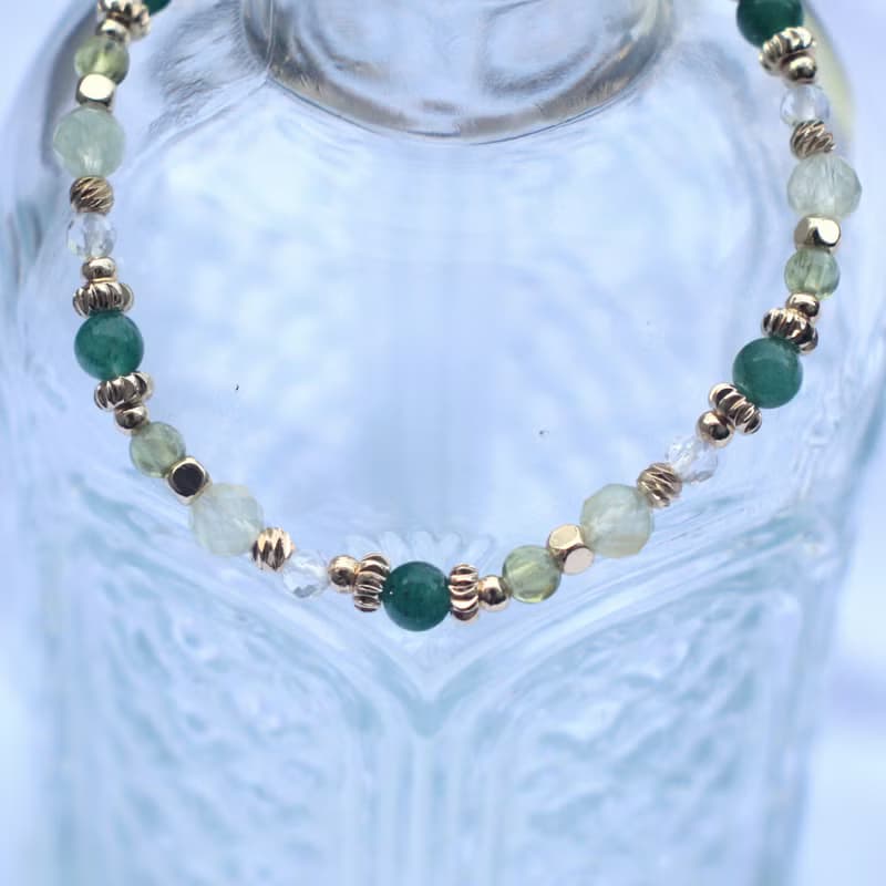 東菱玉-葡萄石-白水晶-橄欖石-招財-開運-水晶手鍊