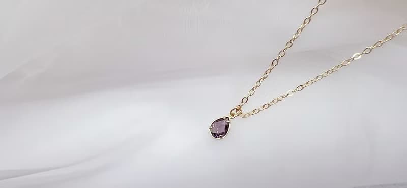 | 誕生石系列 | 2月 紫水晶925銀/14K包金項鍊 雙面戴 情人節禮盒