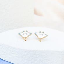 微笑魟魚 Stingray 海系可愛動物 夾式耳環 生日禮物 紙盒包裝