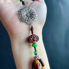 福到 有錢花 干青 阿拉善戈壁瑪瑙 設計款 禮物 包掛 車掛