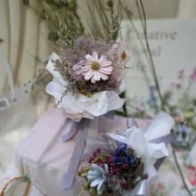 聖誕禮盒-不凋花乾燥花-春夏白色世界韓系風迷你包裝花束