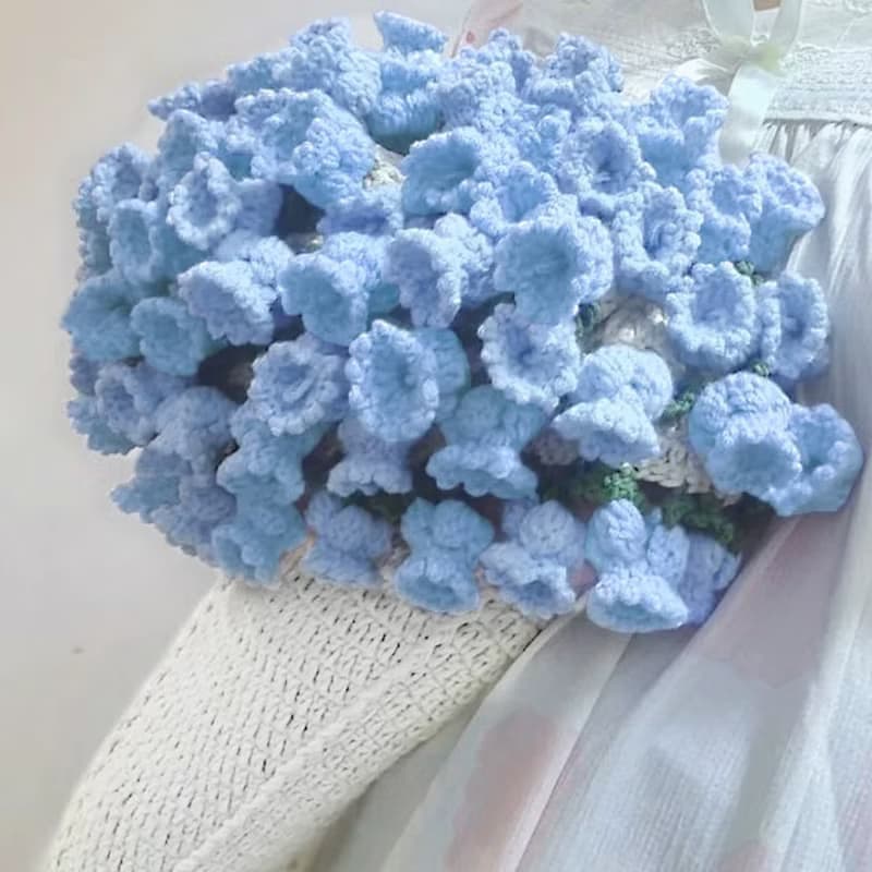 鈴蘭花朵毛毯花束毯子手工毯編織 diy 材料包鉤織花毯禮物