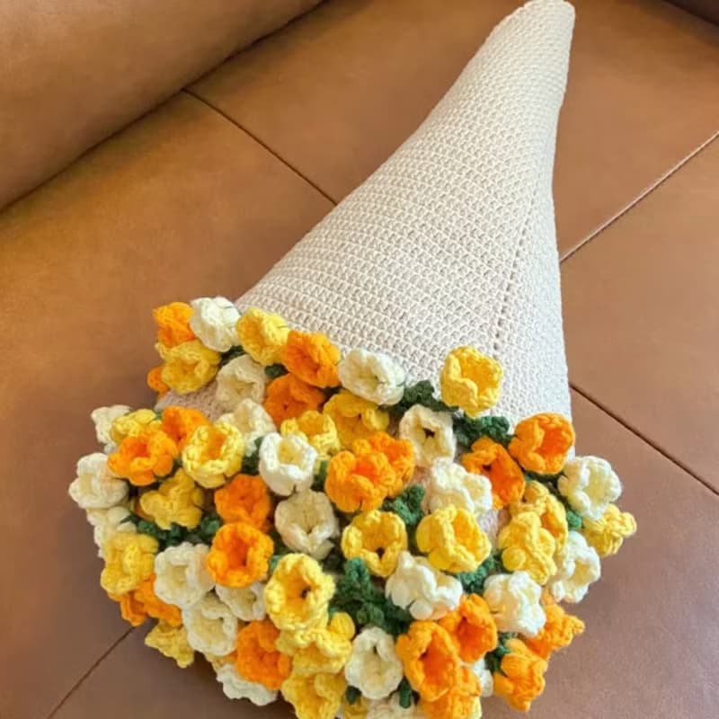 鈴蘭花朵毛毯花束毯子手工毯編織 diy 材料包鉤織花毯禮物