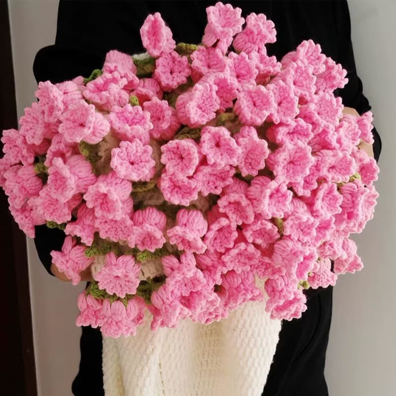 鈴蘭花朵毛毯花束毯子手工毯編織 diy 材料包鉤織花毯禮物