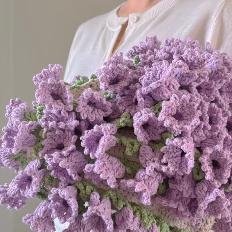 鈴蘭花朵毛毯花束毯子手工毯編織 diy 材料包鉤織花毯禮物