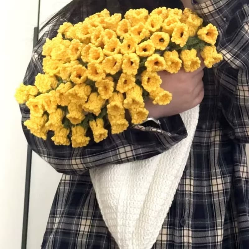 鈴蘭花朵毛毯花束毯子手工毯編織 diy 材料包鉤織花毯禮物