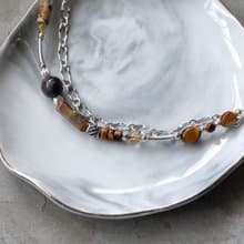 秋雨 - 虎眼石 彼得石 金髮晶 圖畫石 925純銀 手鍊